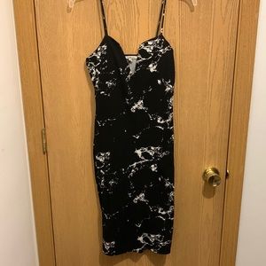 Black and white ink blot midi dress